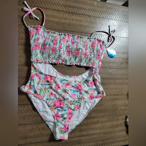 Decree Womens Swimsuit XXL Island Escape Textured One Piece Beach Resort Floral - Picture 8 of 11